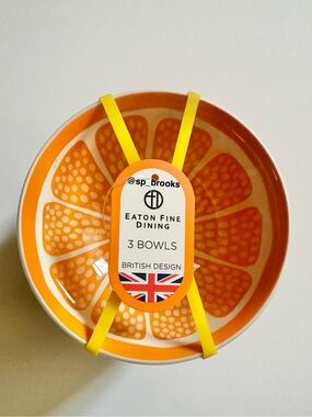 🎁3PC Eaton Fine Dining Porcelain Bowls - Small Bowls with Orange Citrus Pattern
